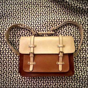 Ecosusi Sombre Vintage Briefcase, Cream/Brown.